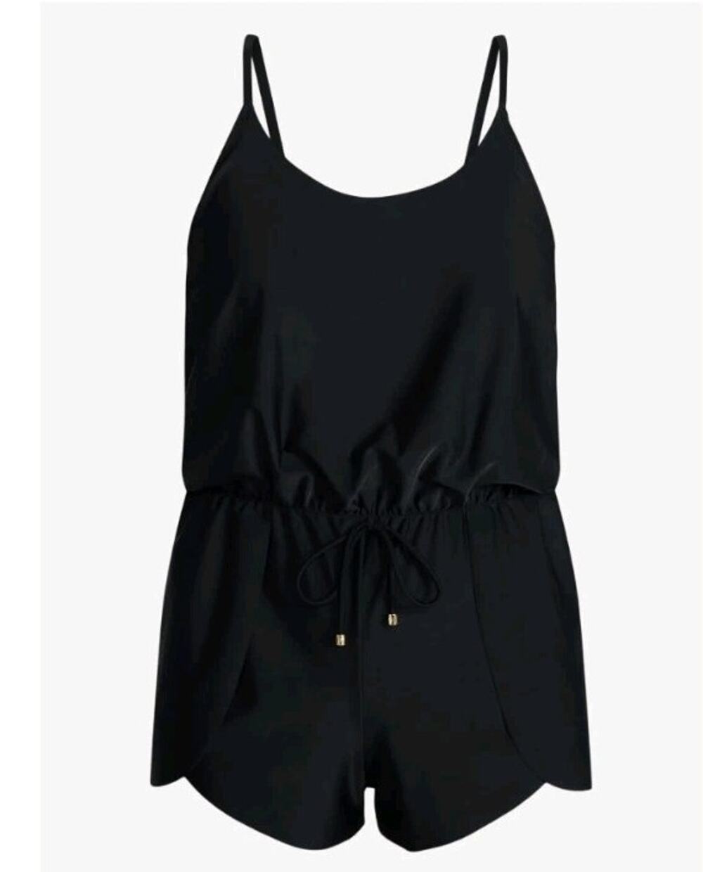 Time and Tru Women Tank Romper Swimsuit Black 2X 20W-22W One Piece New